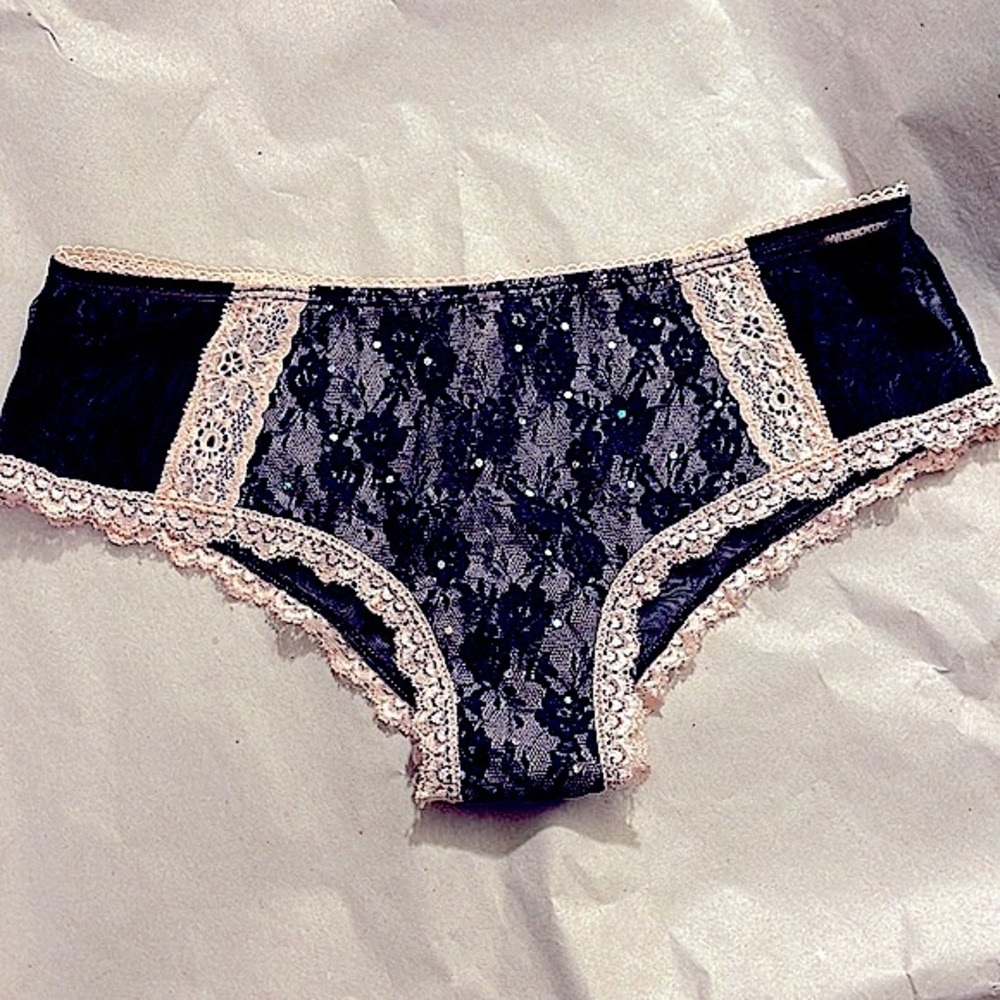 Multi texture Silky Sequin & Floral Lace Luxury Panties w/ Sheer Back 🖤